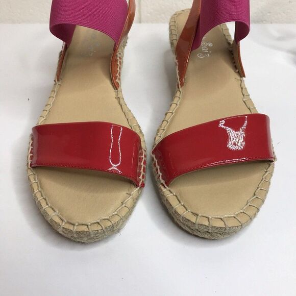 Carmen Saiz Anthropologie Womens Patent Leather Espadrille Wedge Sandals Size 39 - Picture 8 of 12